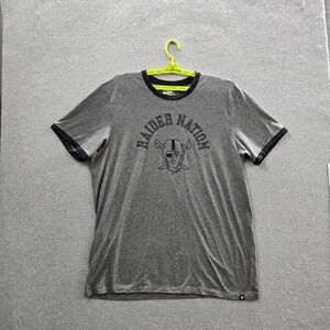 47 Brand Men Shirt XL Gray Raider Nation Ringer Logo Short Sleeve